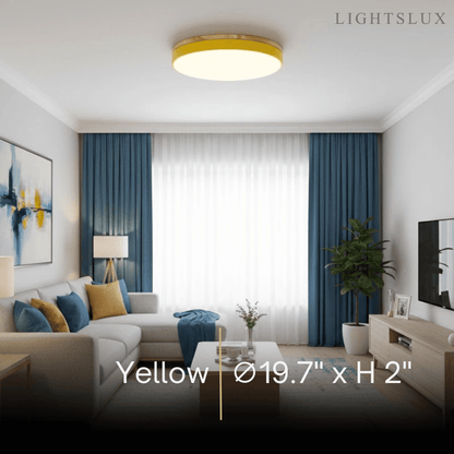 Minimalist Circular Ceiling Lamp — Wood & Matte Grey Frame 