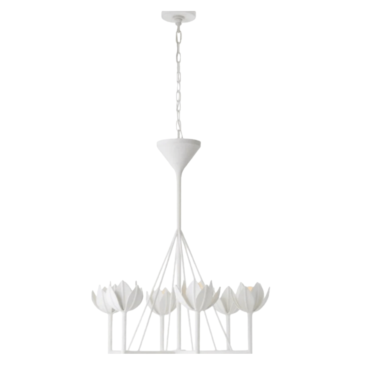 Modern Lotus Chandelier — Curved Petal Shades & Brass Frame