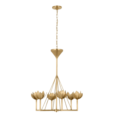 Modern Lotus Chandelier — Curved Petal Shades & Brass Frame