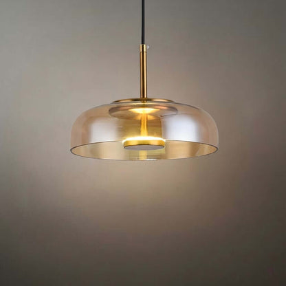 Scandinavian Pendant Lamp — Clear Glass Sphere & Brass Accent