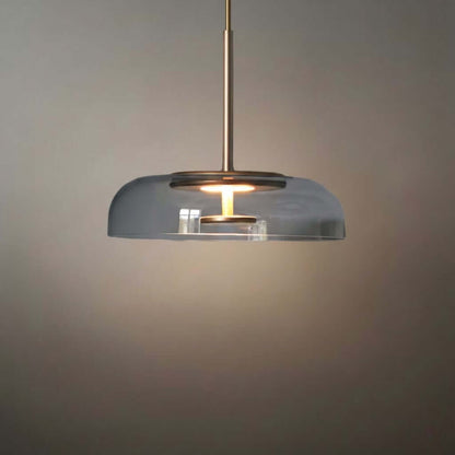 Scandinavian Pendant Lamp — Clear Glass Sphere & Brass Accent