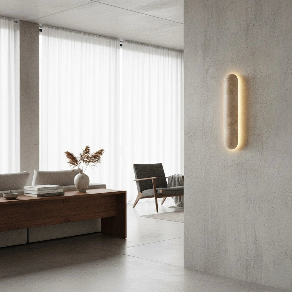 Minimalist Travertine Pillar Wall Lamp 