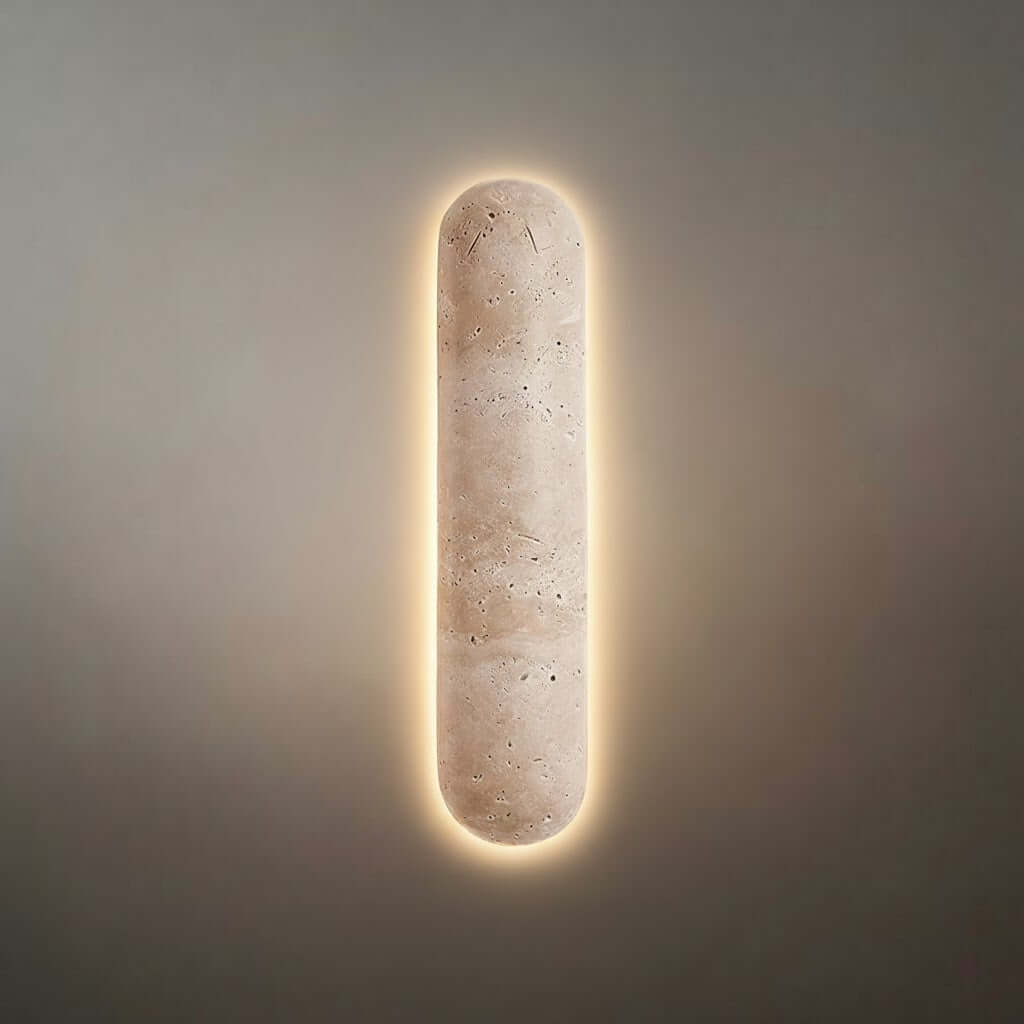 Minimalist Travertine Pillar Wall Lamp 