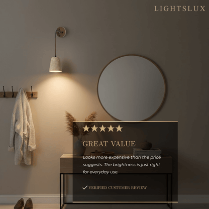 Wall Lamp — Travertine Shade Walnut Wood Socket for Bedside