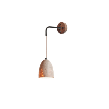 Wall Lamp — Travertine Shade Walnut Wood Socket for Bedside