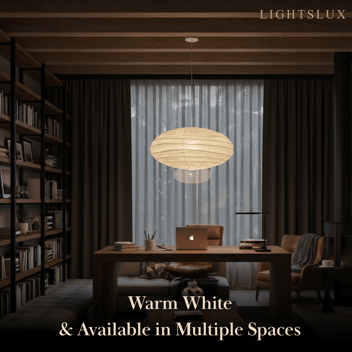 Japanese Washi Pendant Light — Mulberry Paper & Bamboo Frame for Dining Room