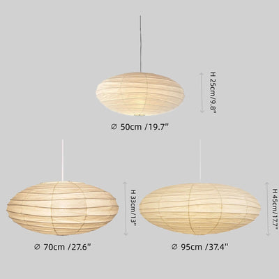 Japanese Washi Pendant Light — Mulberry Paper & Bamboo Frame for Dining Room