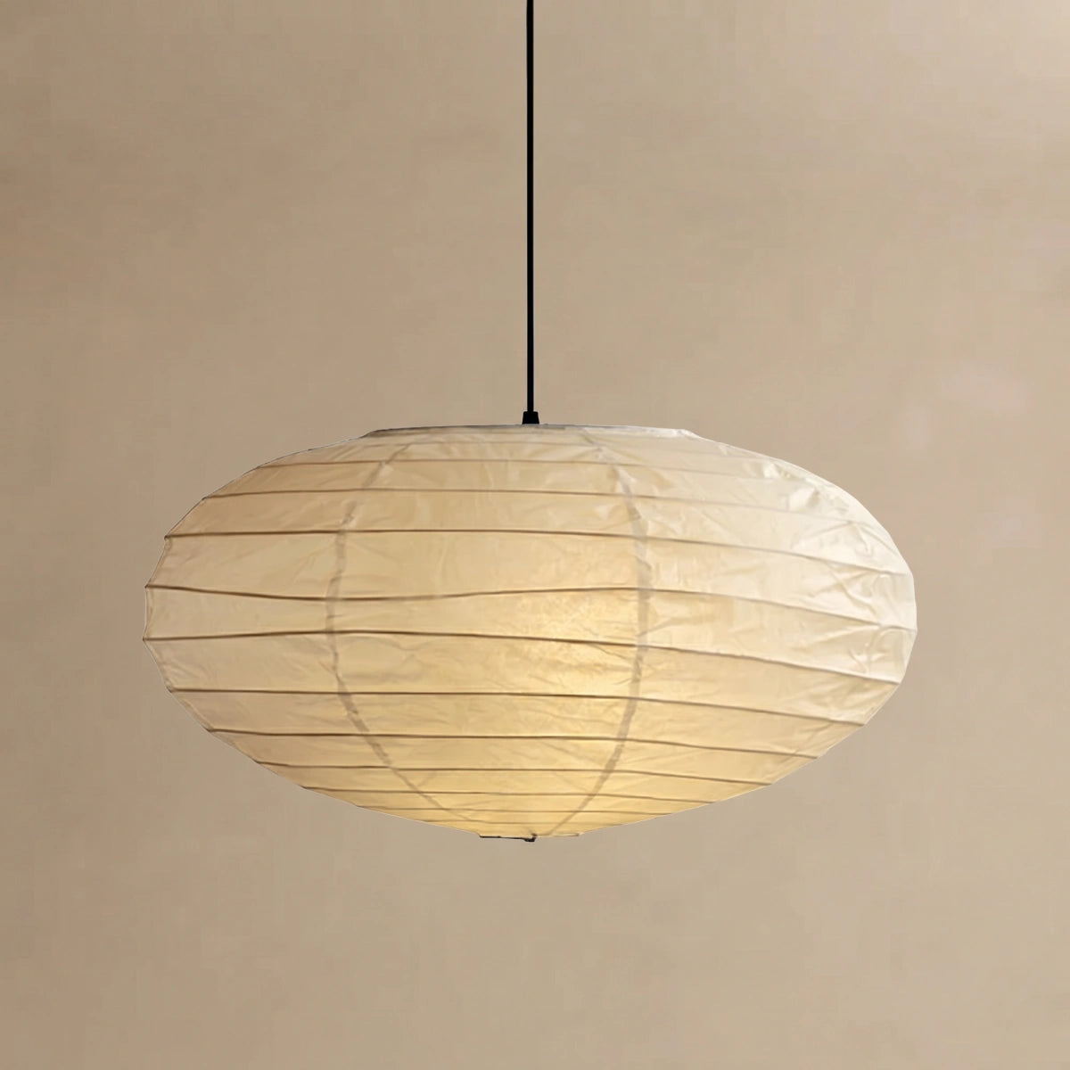 Japanese Washi Pendant Light — Mulberry Paper & Bamboo Frame for Dining Room