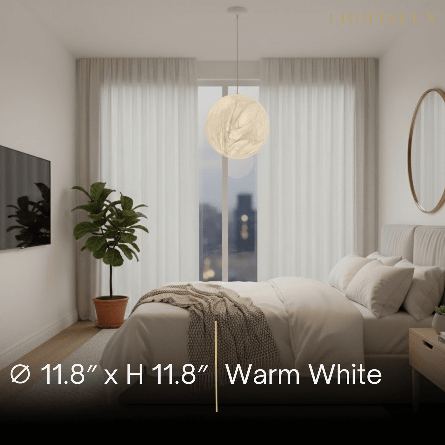 Pendant Light – Mulberry Silk White Globe Ceiling Lamp for Living Room