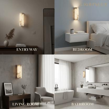 Modern Alabaster Wall Light – White Natural Stone LED Wall Lamp for Living Room