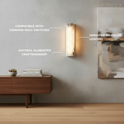 Modern Alabaster Wall Light – White Natural Stone LED Wall Lamp for Living Room