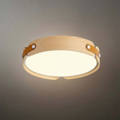 Wabi-Sabi Wood Ceiling Light – Modern LED Flush Mount Lamp 