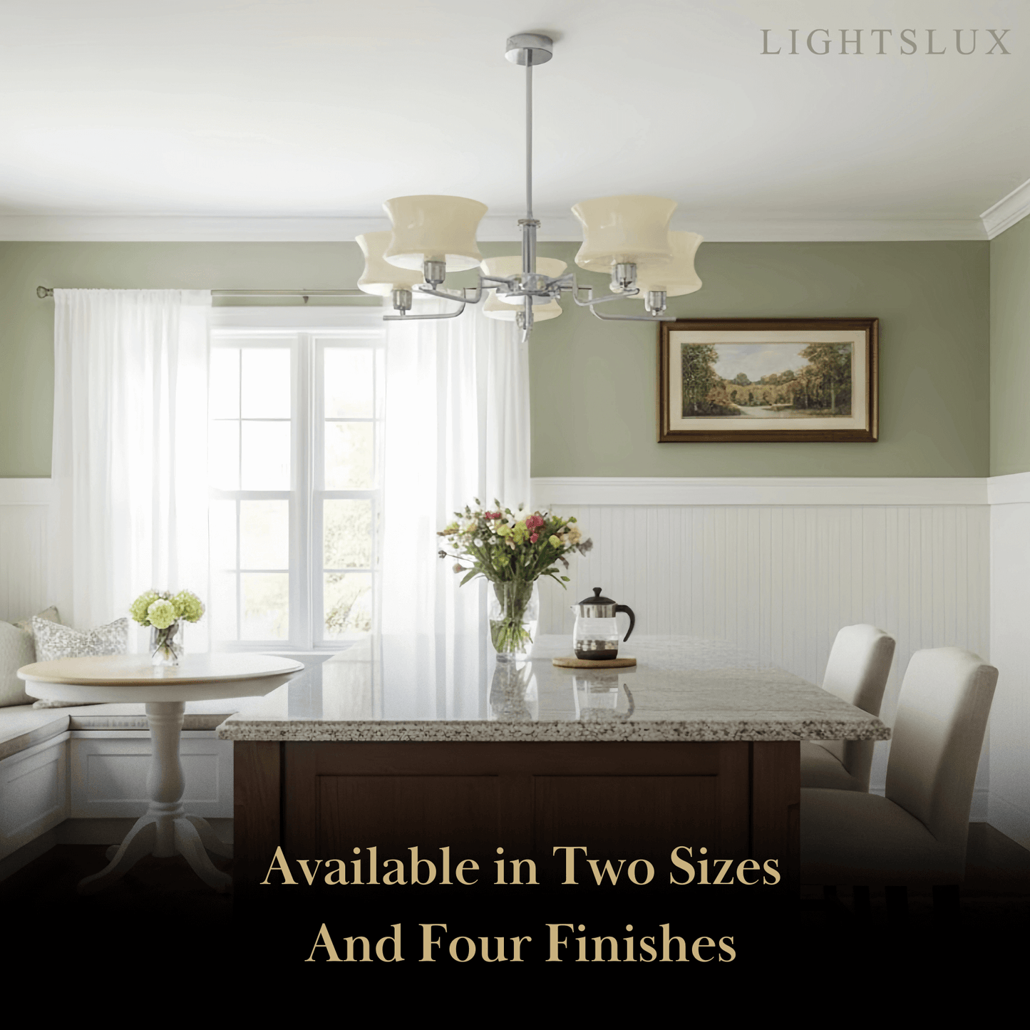 Vintage Chandelier – Gold or Chrome Glass Ceiling Light for Dining Room