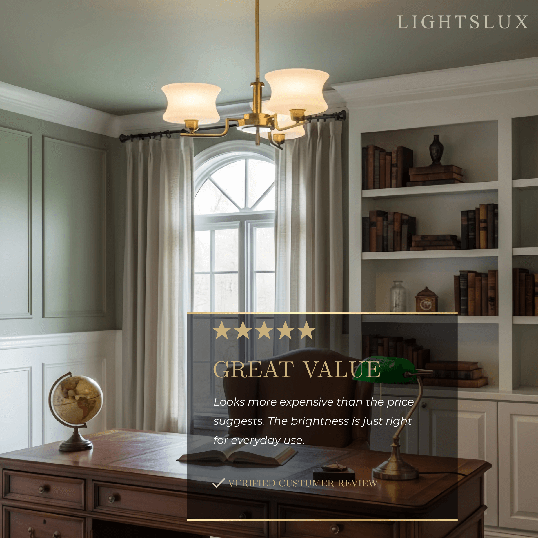 Vintage Chandelier – Gold or Chrome Glass Ceiling Light for Dining Room
