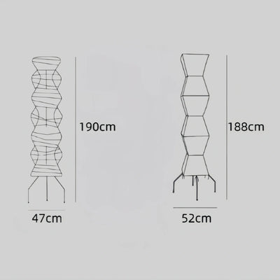 Japanese Floor Lamp -- Mulberry Paper & Metal Black for Living Room/ Bedroom
