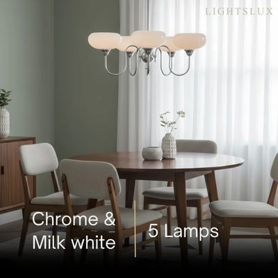 Modern Glass Chandelier – Gold or Chrome Multi-Light Ceiling Lamp