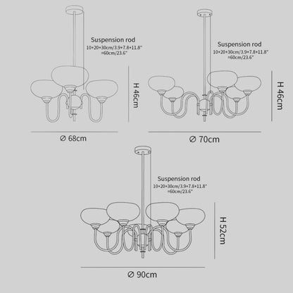 Modern Glass Chandelier – Gold or Chrome Multi-Light Ceiling Lamp