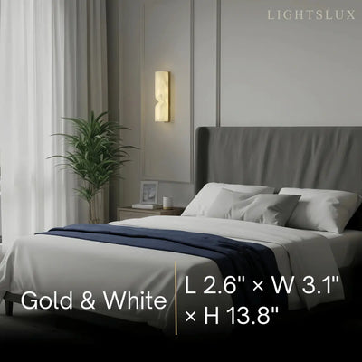 Alba Modern Alabaster Wall Sconce – LED Stone Wall Light in Gold or Black for Bedroom