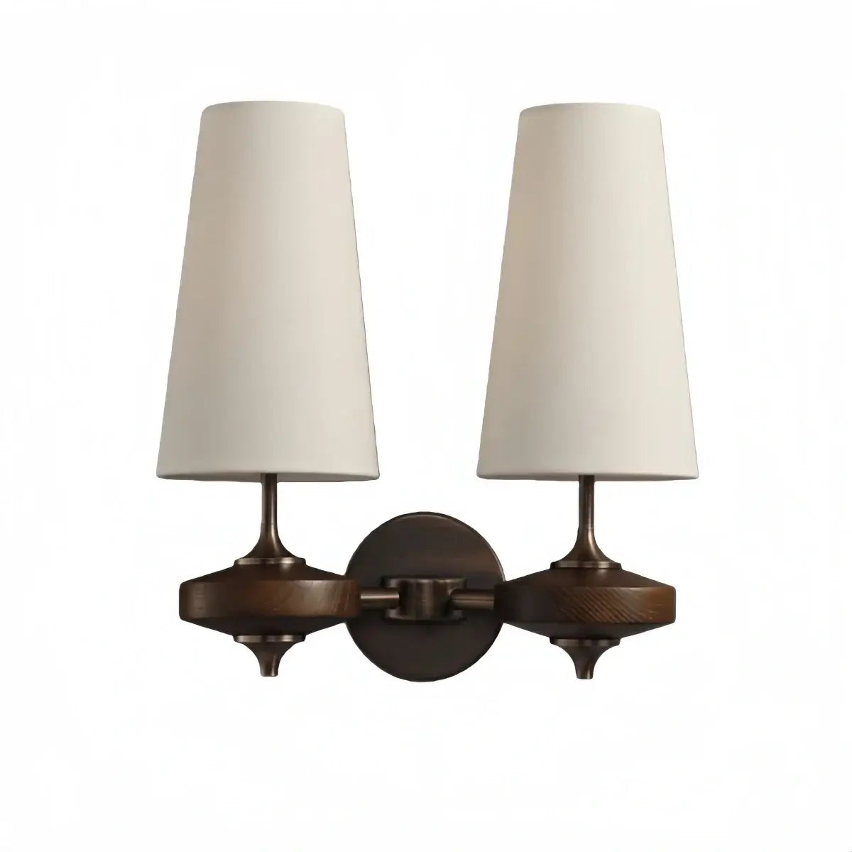 Mid-Century Wall Sconce – Fabric Shade and Wood Wall Light