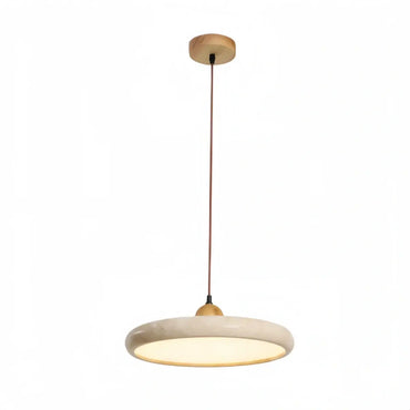 Modern Pendant Light – Wood and Stone LED Ceiling Lamp for Dining Room