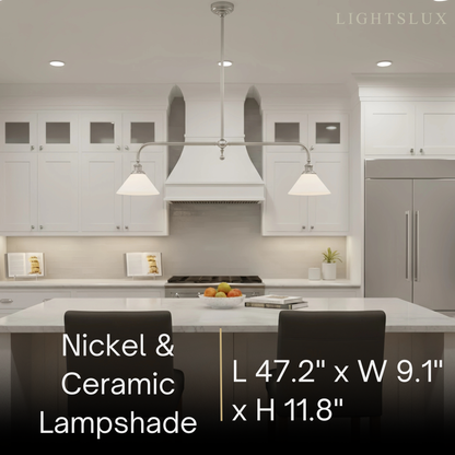 Modern Brass Pendant Light – White Ceramic Island Chandelier