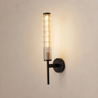 Modern Linear Wall Light – Brass and Glass LED Sconce for Bathroom or Bedroom