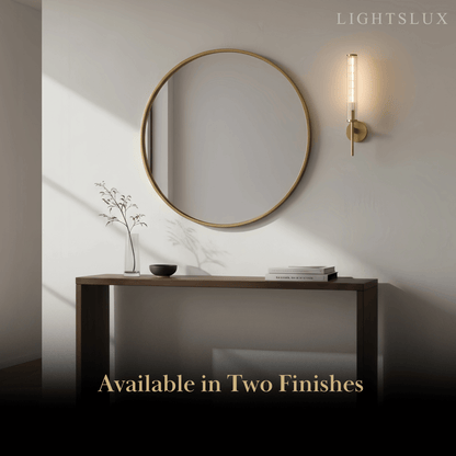 Modern Linear Wall Light – Brass and Glass LED Sconce for Bathroom or Bedroom