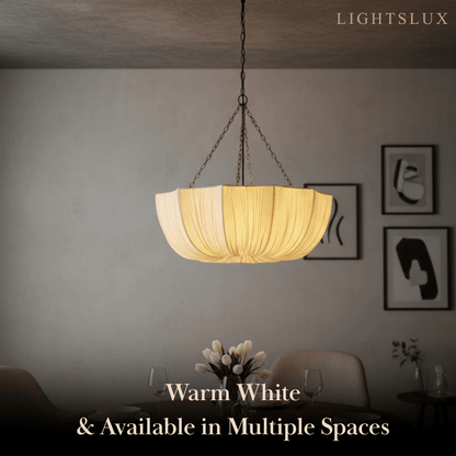 Modern Fabric Pendant Light – Black Brass Ceiling Lamp with Cotton Shade for Dining Room