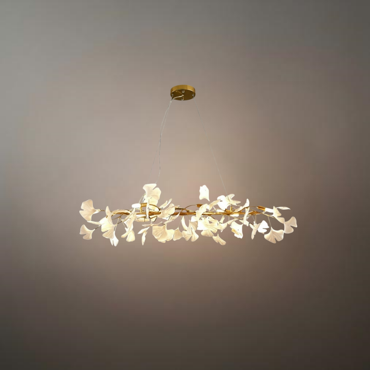 Modern Ginkgo Chandelier – Ceramic Petal Ceiling Light