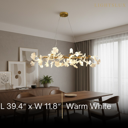 Modern Ginkgo Chandelier – Ceramic Petal Ceiling Light