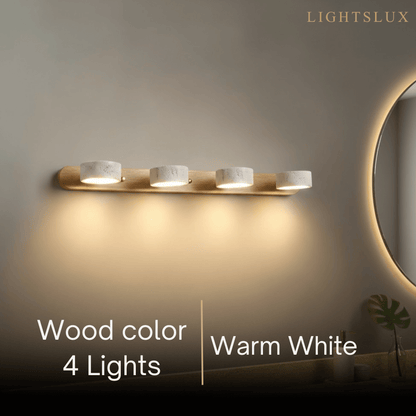 Modern Travertine Wall Light – Wood and Stone LED Sconce