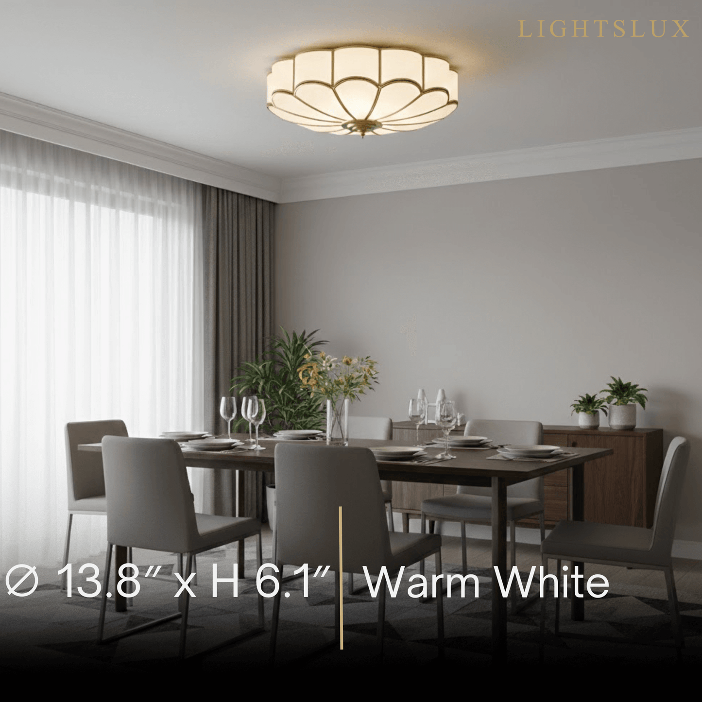 Modern Flower Glass Ceiling Light – Brass Flush Mount Lamp 