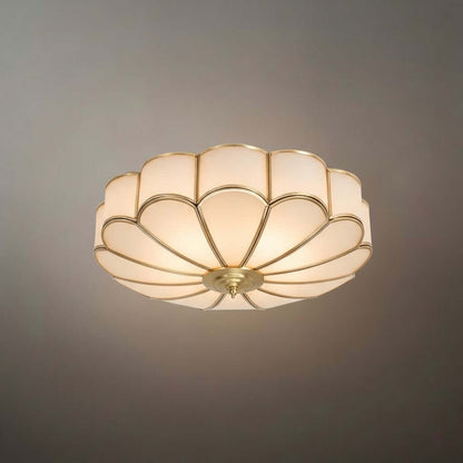 Modern Flower Glass Ceiling Light – Brass Flush Mount Lamp 