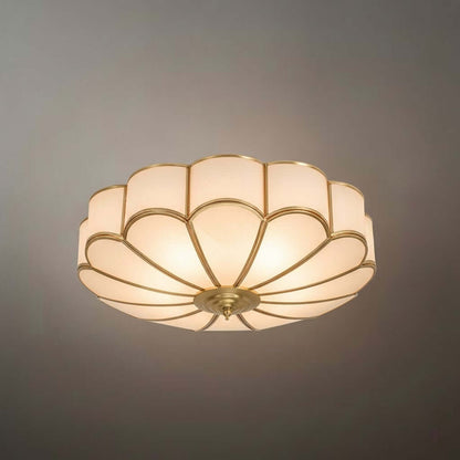 Modern Flower Glass Ceiling Light – Brass Flush Mount Lamp 