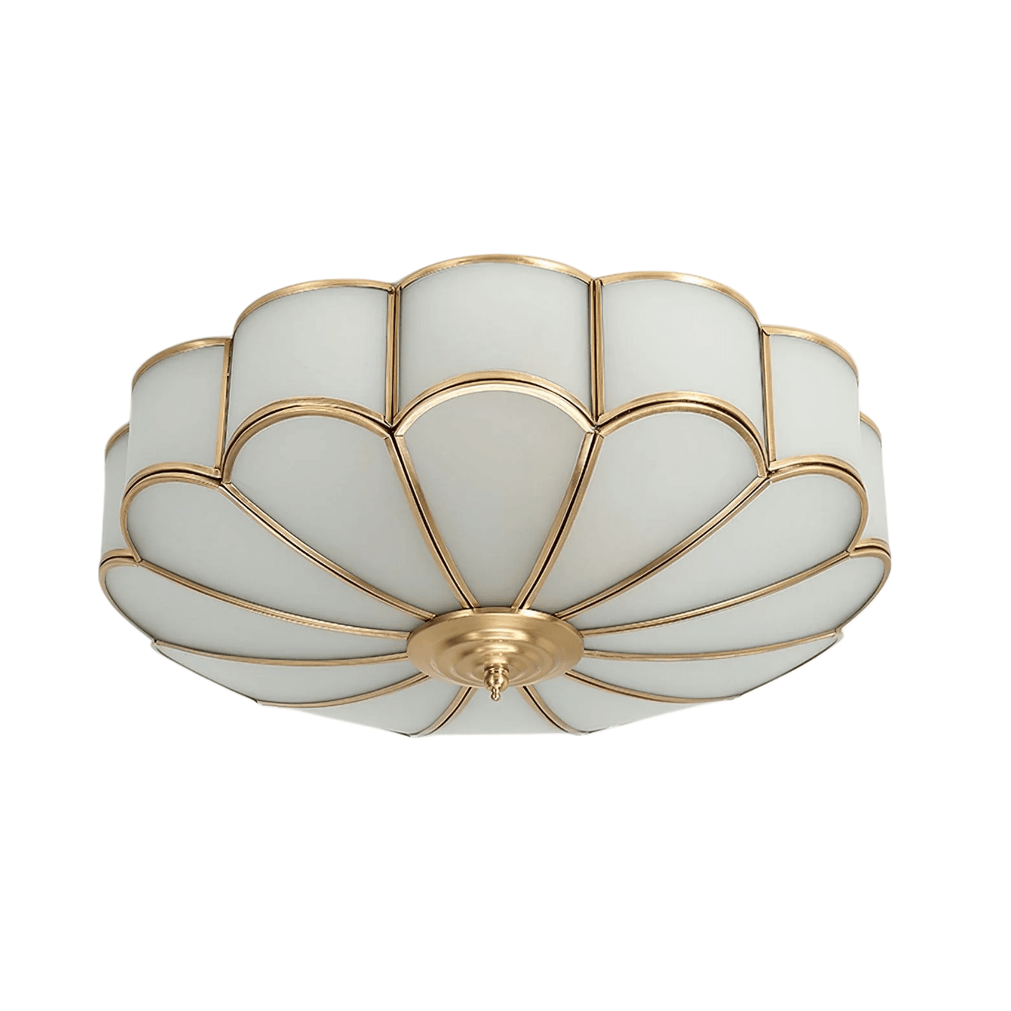 Modern Flower Glass Ceiling Light – Brass Flush Mount Lamp for Bedroom