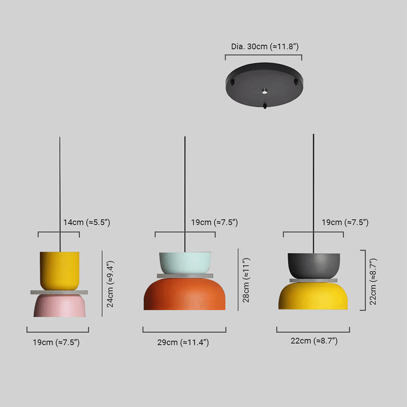 Morandia Art Deco Contrast Color Pendant Light - Metal