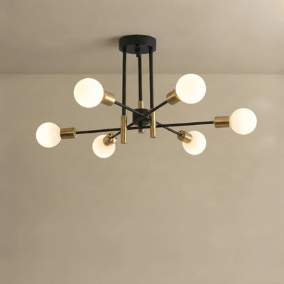 Nebula Modern Branching Chandelier – Black/Gold Metal