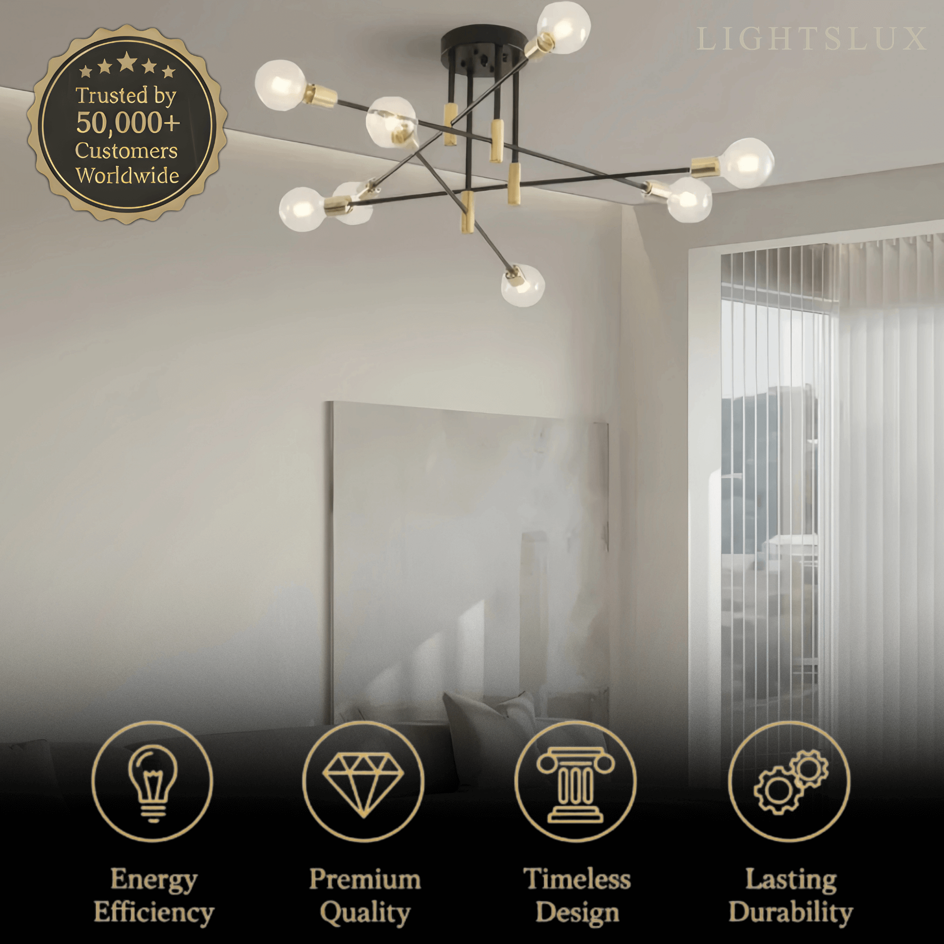 Modern Branching Chandelier 