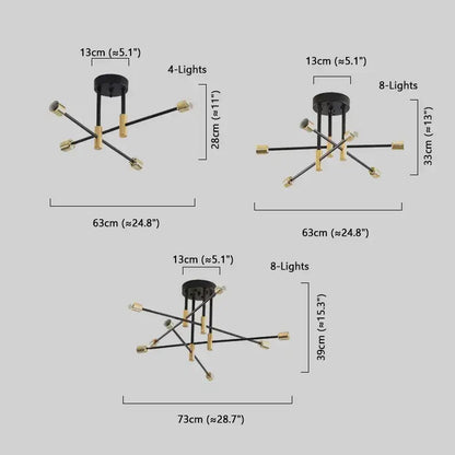 Modern Branching Chandelier Size