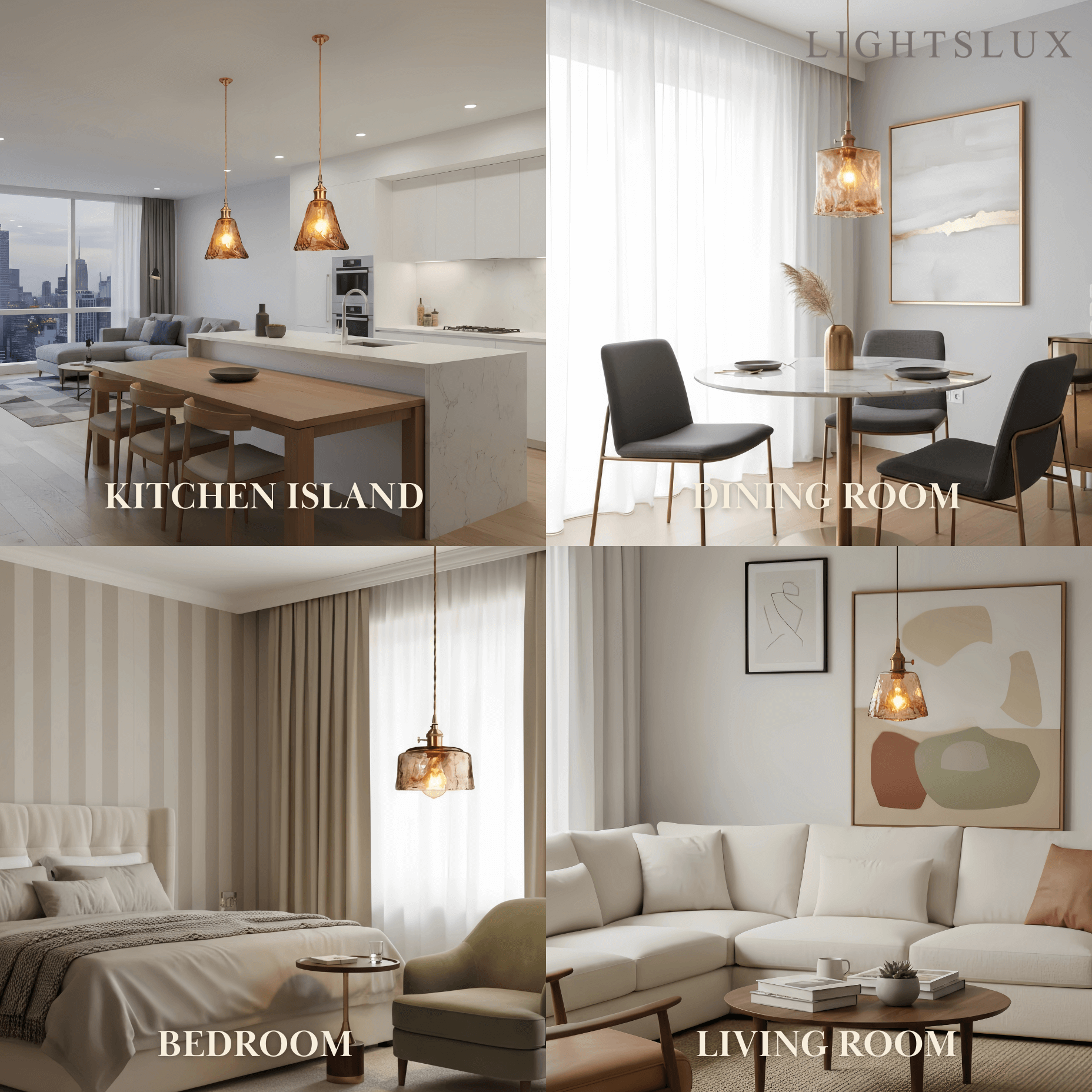 Vetro Retro Pendant Light – Amber Glass/Metal Fixture for Dining Room