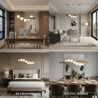 Nebula Modern Linear Pendant Light - Walnut