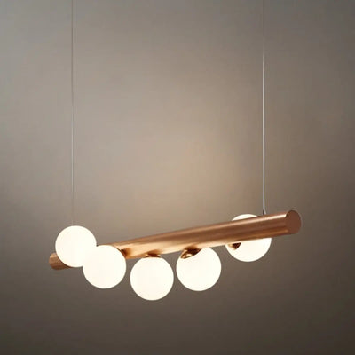 Nebula Modern Linear Pendant Light - Walnut