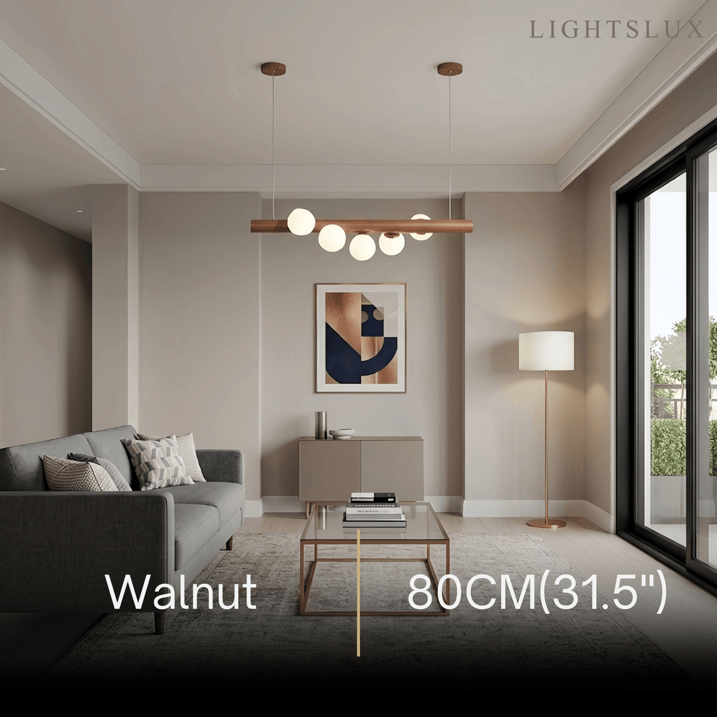 Nebula Modern Linear Pendant Light - Walnut