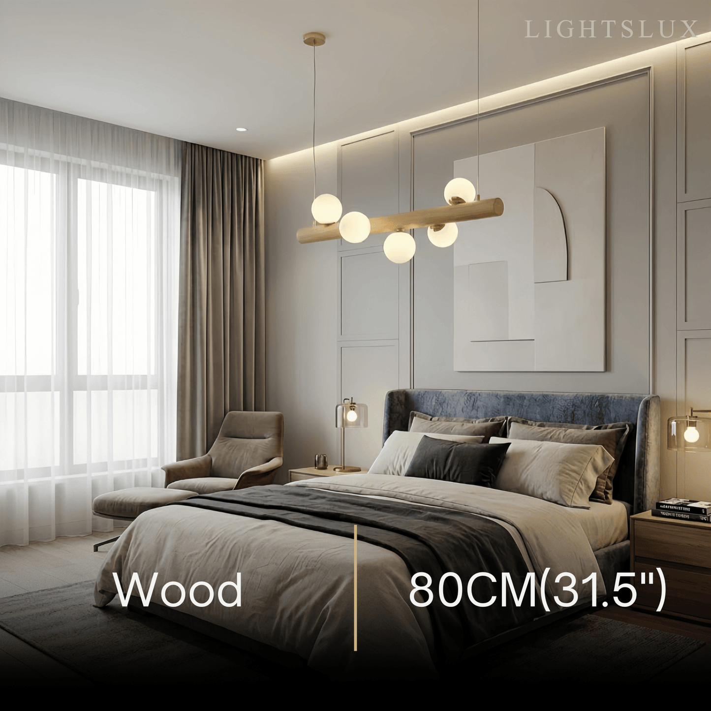 Nebula Modern Linear Pendant Light - Walnut