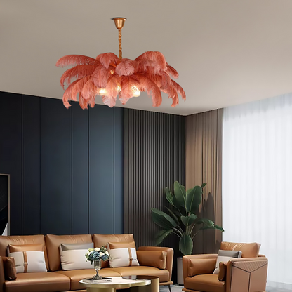 Morandia Art Deco Pendant Light — 8-Color Brass/Feather for Luxury Bedroom/Dining Room