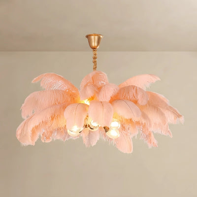  Pendant Light — 8-Color Brass/Feather for Luxury Bedroom/Dining Room