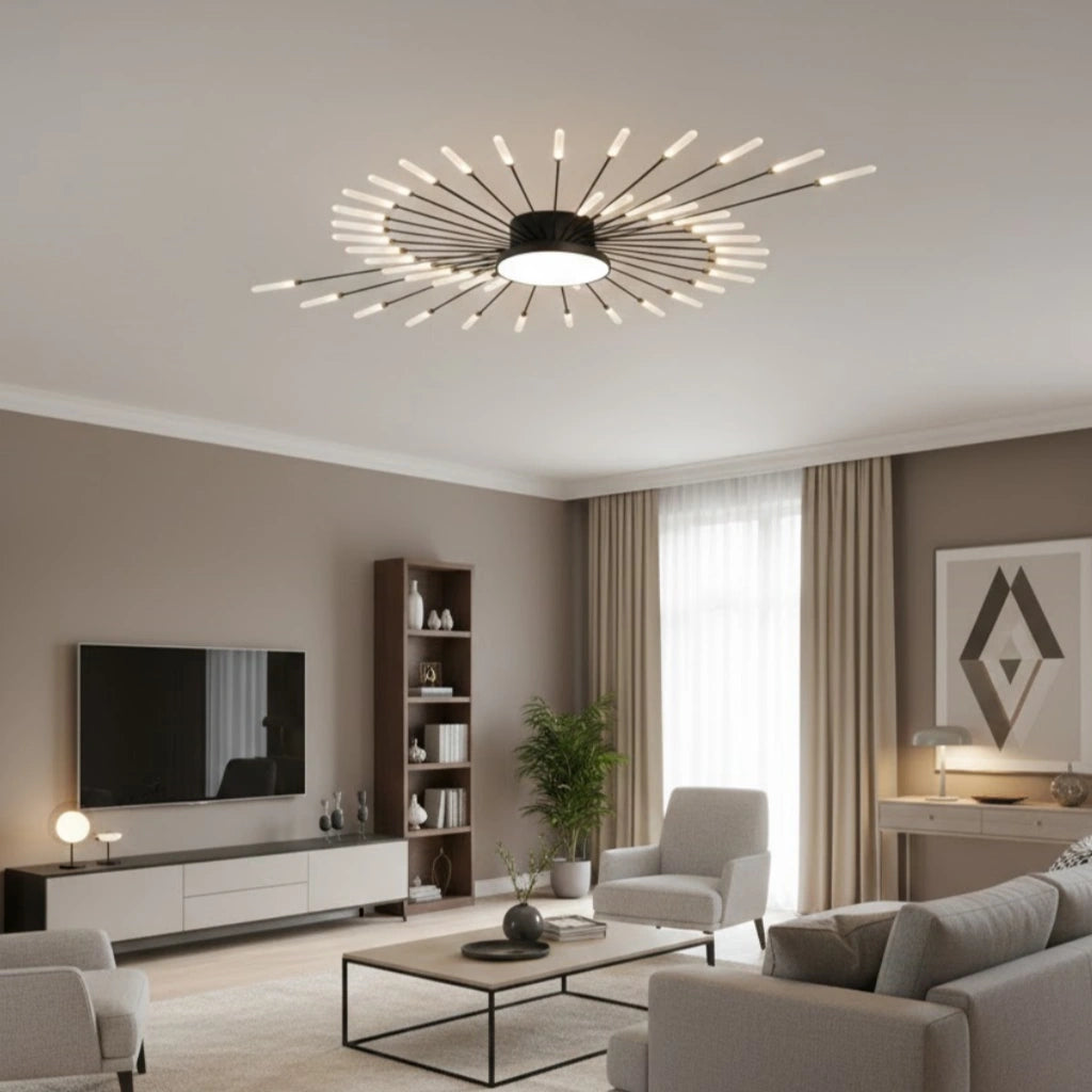 Nebula Modern Firework Ceiling Light –  Gold/Black for Bedroom Dining Room Living Room