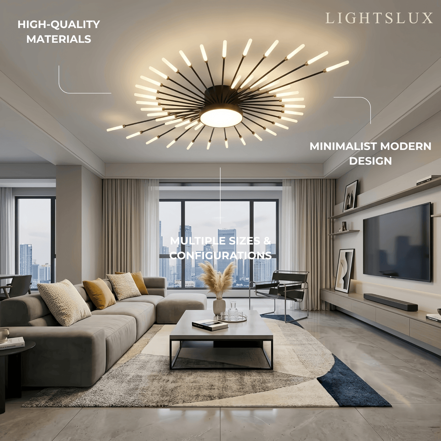 Nebula Modern Firework Ceiling Light –  Gold/Black for Bedroom Dining Room Living Room