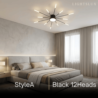 Nebula Modern Firework Ceiling Light –  Gold/Black for Bedroom Dining Room Living Room