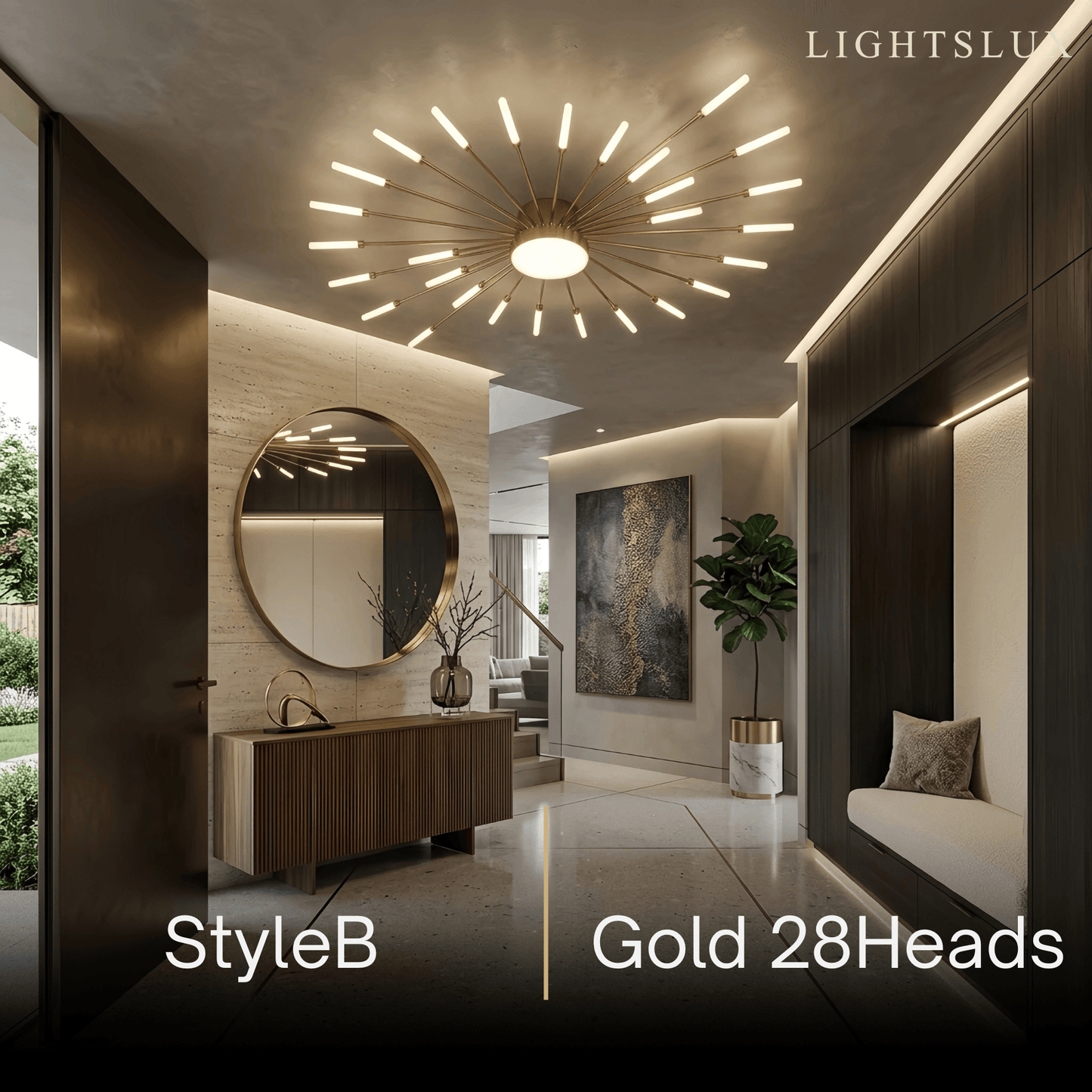 Nebula Modern Firework Ceiling Light –  Gold/Black for Bedroom Dining Room Living Room